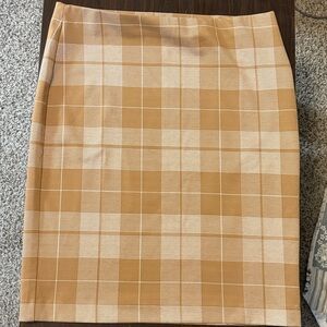 Ann Taylor Checkered Beige Pencil Skirt